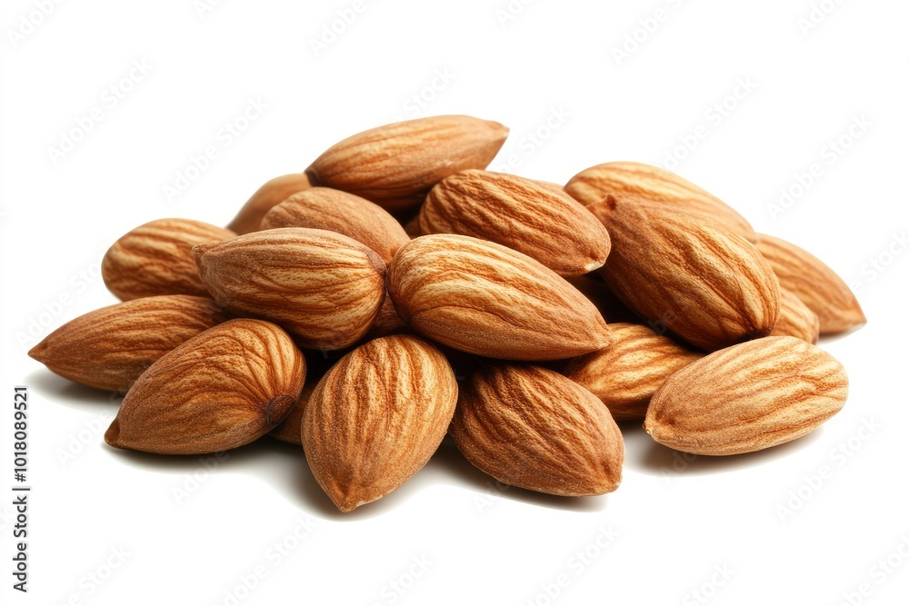 Almonds isolated on white backgorund - generative ai Almonds isolated on white backgorund - generative ai