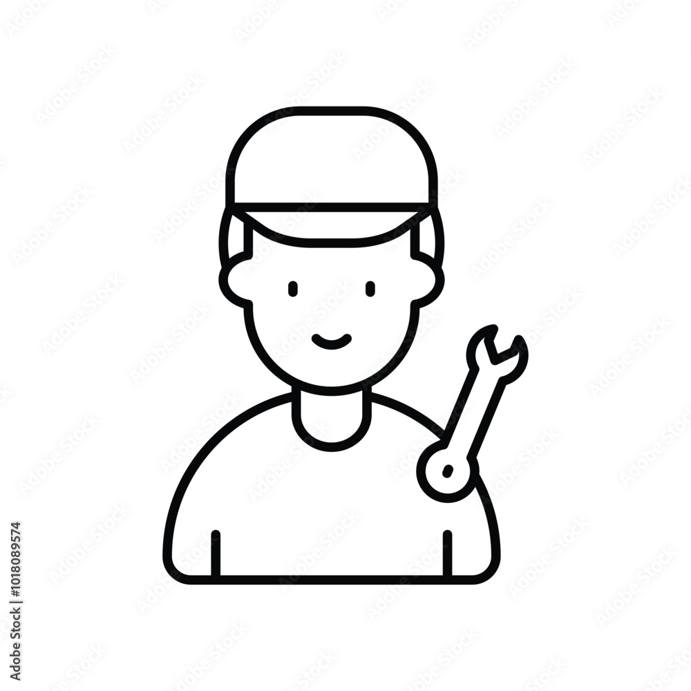 plumber line icon with white background vector stock illustration plumber line icon with white background vector stock illustration