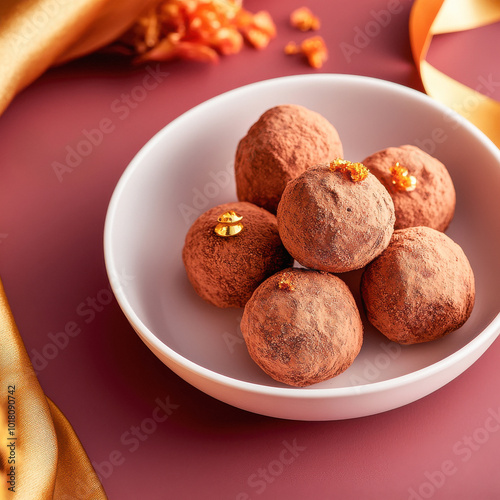 bowl of testy laddu on the table photo