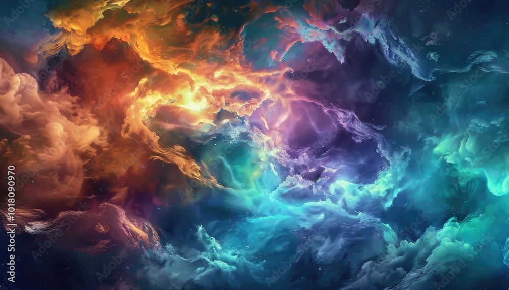 Abstract Cosmic Landscape with Vibrant Nebulae and Stars Abstract Cosmic Landscape with Vibrant Nebulae and Stars