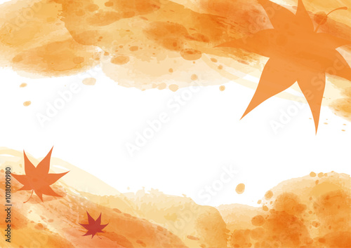 秋の紅葉をイメージした水彩風背景