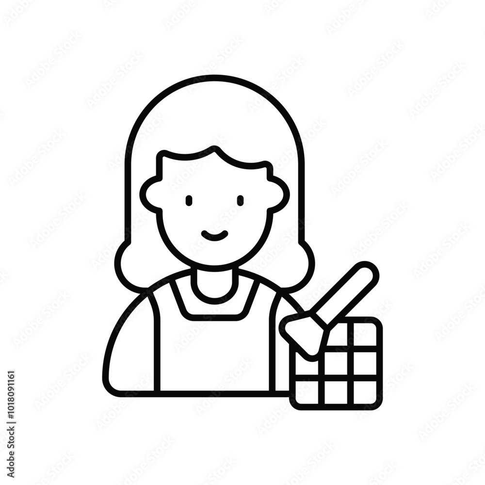 makeup artist line icon with white background vector stock illustration makeup artist line icon with white background vector stock illustration