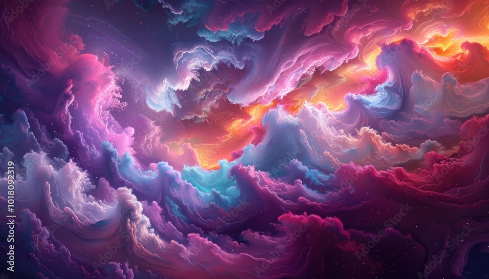 Abstract Cosmic Clouds with Swirling Colors and Shimmering Stars Abstract Cosmic Clouds with Swirling Colors and Shimmering Stars