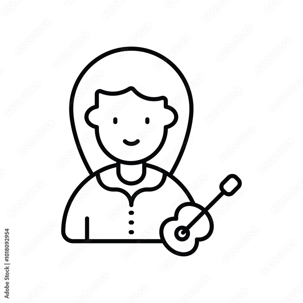 musician line icon with white background vector stock illustration musician line icon with white background vector stock illustration