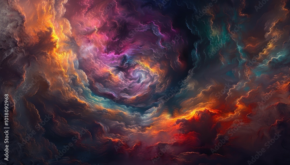 Fototapeta premium A swirling nebula with vibrant colors and a central eye