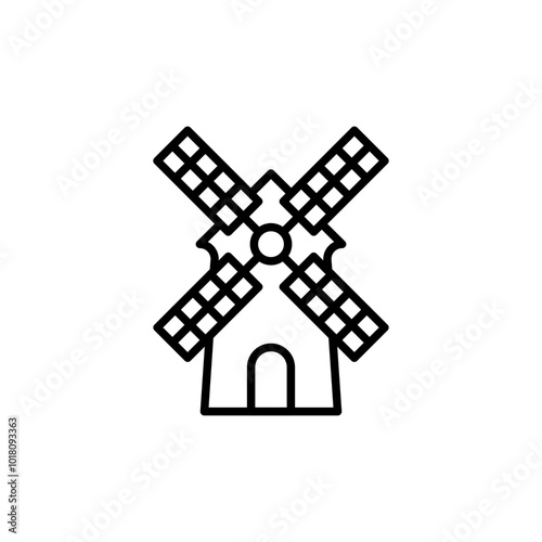 Windmill outline icons, minimalist vector illustration ,simple transparent graphic element .Isolated on white background