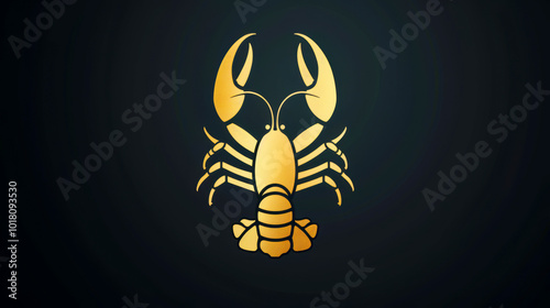 Golden Lobster Illustration on a Dark Background photo