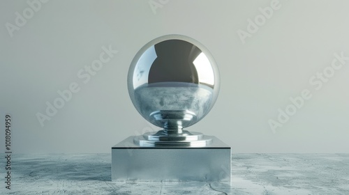 Crystal Ball on Modern Metallic Stand in Cool Hued Background photo