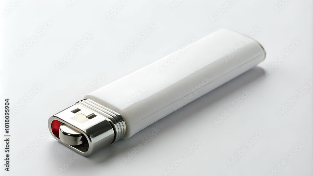 Compact disposable lighter in a clean, white finish. Compact disposable lighter in a clean, white finish.