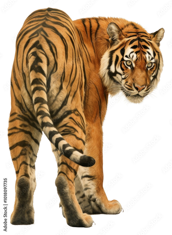 Obraz premium PNG A tiger in weird pose look aggressive at camera wildlife animal mammal.