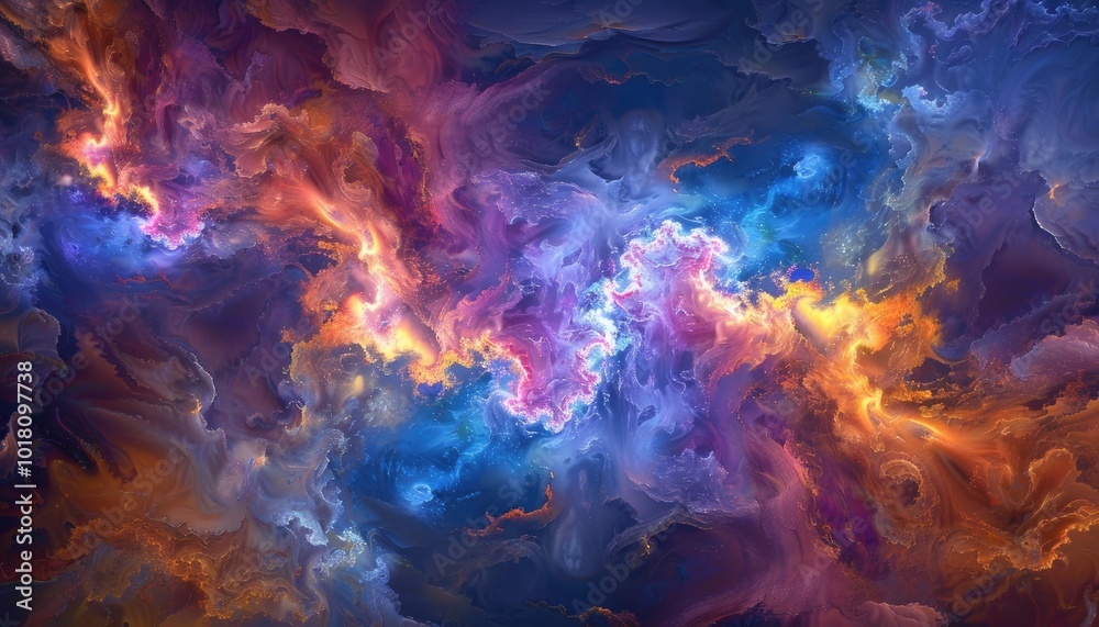 Abstract Swirling Nebula with Glowing Colors