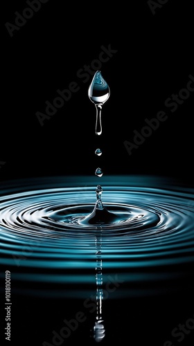  A droplet in a pond with undulating waves below