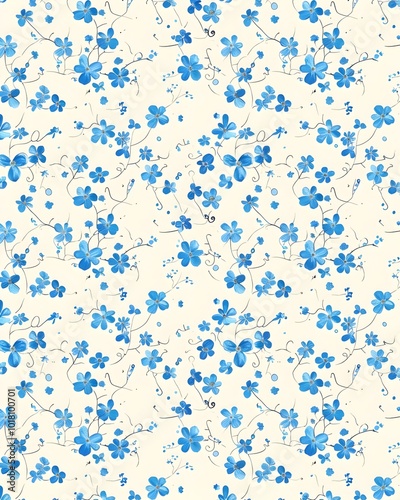 Delicate Forget Me Not Floral Pattern on Light Background Symbolizing Remembrance