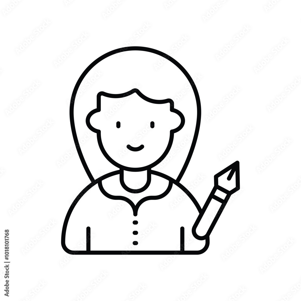 writer line icon with white background vector stock illustration