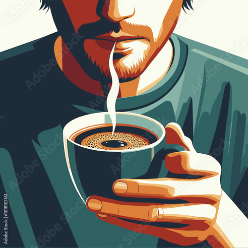 person hold a hot with cup of coffee flat design illustration