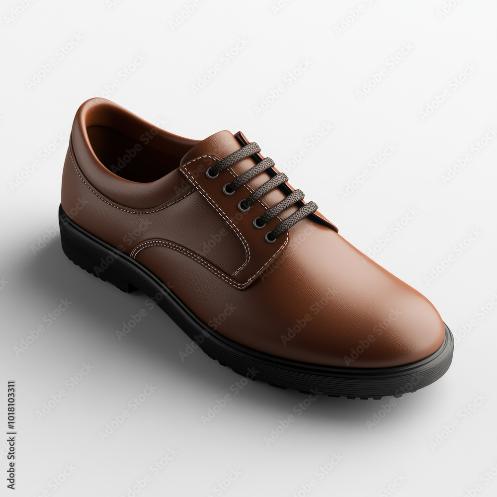 Brown shoe with black laces on white background. Brown shoe with black laces on white background.