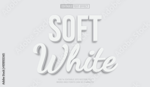 Editable 3d text style effect - Soft White Simple text effect Template