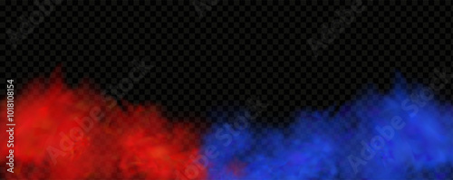 Red blue clouds effect. Cold and hot smoke texture. Abstract neon flame fog. Confrontation concept in sports boxing competition.
