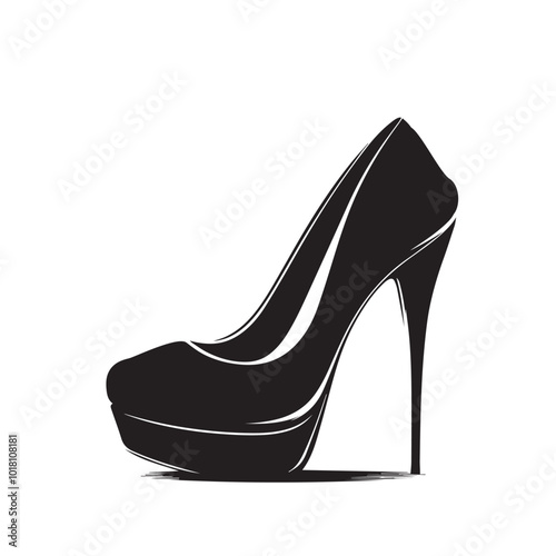 Women shoe silhouette design. High heel shoe vector design. Women shoe logo, icon.