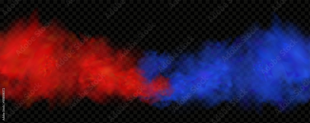 Red blue clouds effect. Cold and hot smoke texture. Abstract neon flame fog. Confrontation concept in sports boxing competition. Red blue clouds effect. Cold and hot smoke texture. Abstract neon flame fog. Confrontation concept in sports boxing competition.
