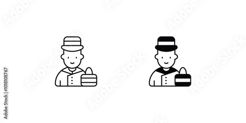 bellboy set icon with white background vector stock illustration