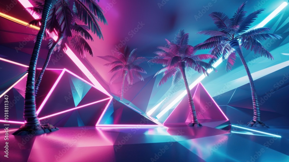 Fototapeta premium Neon Palm Trees