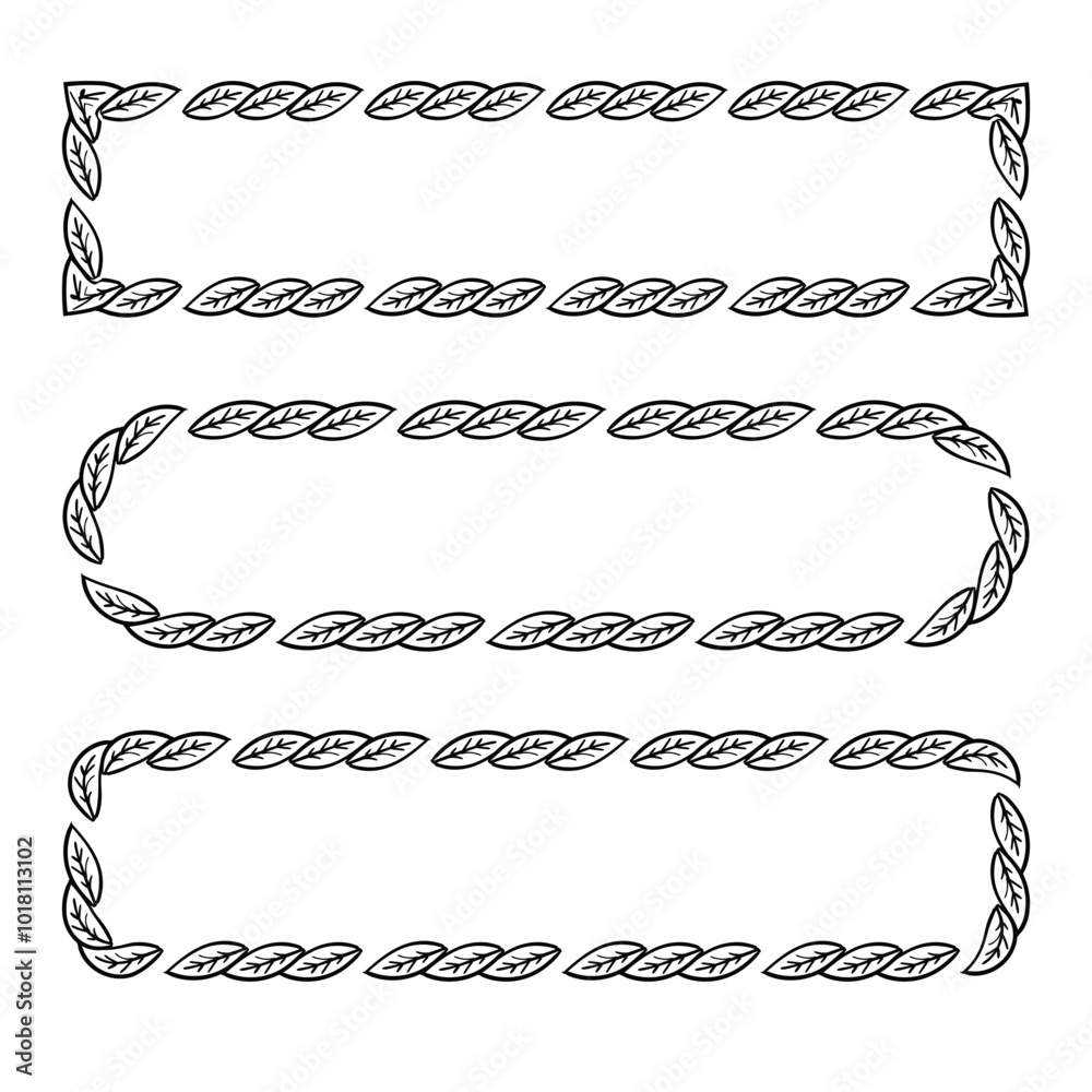 Leaf border frame hand drawn doodle line sketch. Vector illustration Leaf border frame hand drawn doodle line sketch. Vector illustration