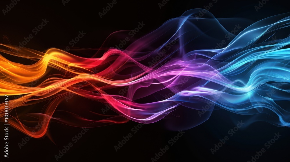 Fototapeta premium Vibrant Abstract Color Waves on Black Background