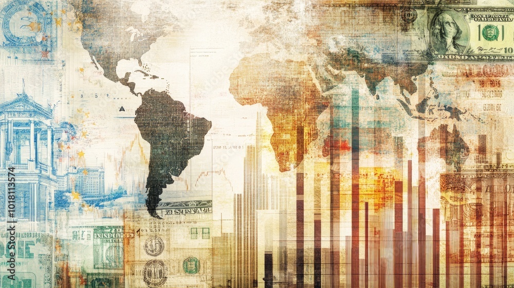 A financial graph with an upward trend, placed over a background of various currencies, highlighting global financial markets. A financial graph with an upward trend, placed over a background of various currencies, highlighting global financial markets.