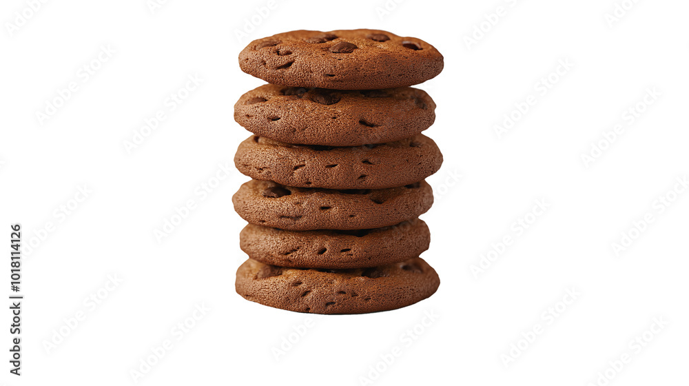 A stack of cookies on a white background. The cookies are all the same size and shape. They are piled on top of each other, creating a visually appealing and appetizing display A stack of cookies on a white background. The cookies are all the same size and shape. They are piled on top of each other, creating a visually appealing and appetizing display