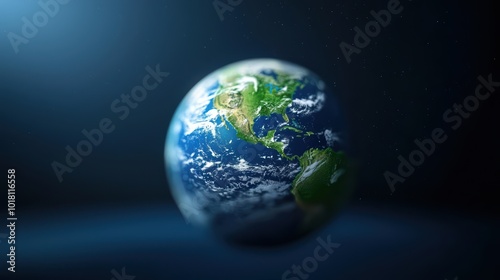 Earth in Space with Vibrant Blue Oceans and Green Landmasses