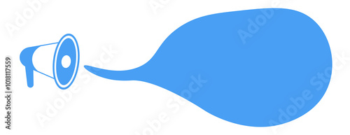A vibrant blue megaphone amplifying creative ideas on a simple backdrop enhances communication
