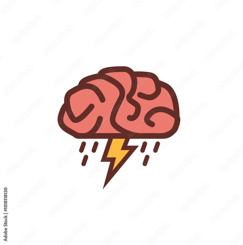 Brain With Thunder Logo Vector Symbol Icon Design Illustration Brain With Thunder Logo Vector Symbol Icon Design Illustration