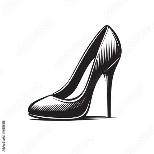 Shoe vector logo. High heel shoe vector silhouette design. women's shoes silhouette vector design. 