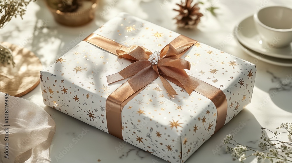 Gift box with elegant wrapping and decorative bow Gift box with elegant wrapping and decorative bow