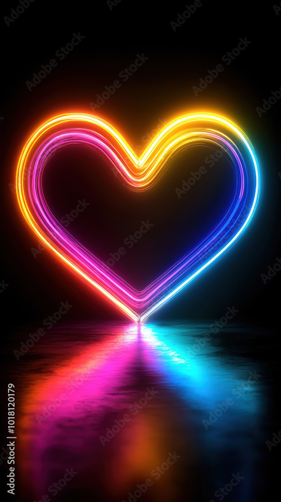 Glowing Neon Heart with Motion Blur Glowing Neon Heart with Motion Blur