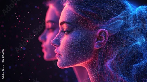 Abstract Digital Art Portrait of Two Women