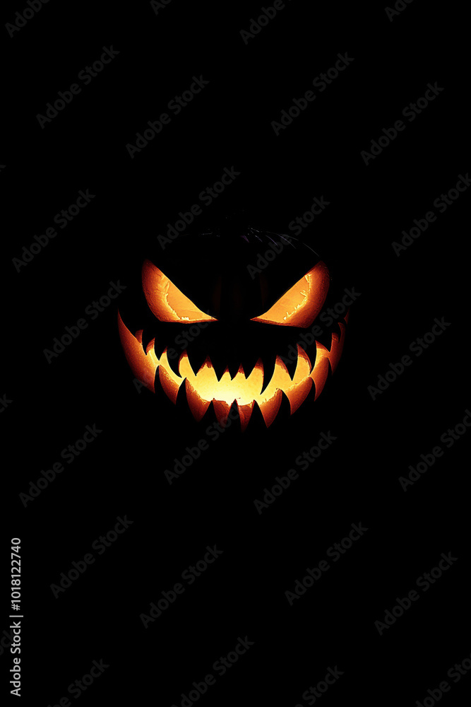 Fototapeta premium Glowing Jack-o'-Lantern with Fangs