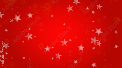 Vector Merry Christmass and New Year Glitter Snowfall Background. Defocused Light Spots on Red Gradient. Magic Fantasy Bokeh Glowing Design. Falling Snow Effect. Illuminated Frame Design.