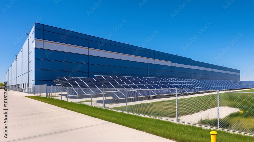 Modern distribution warehouse using solar panels for renewable energy Modern distribution warehouse using solar panels for renewable energy