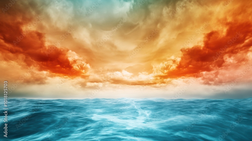 Vibrant Sunset Over Tranquil Ocean Waters Vibrant Sunset Over Tranquil Ocean Waters