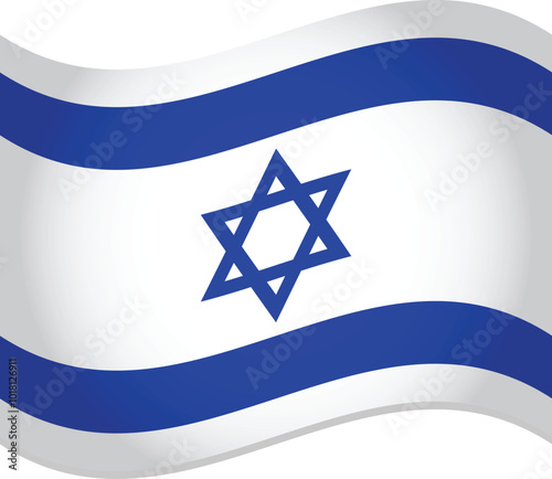 Israel Flag Waving 3D Style Vector