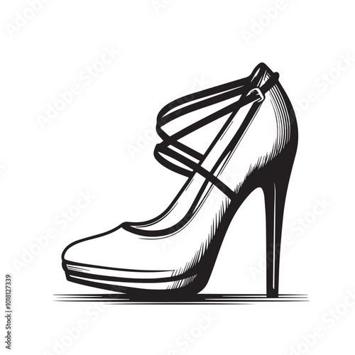 Shoe vector logo. High heel shoe vector silhouette design. women's shoes silhouette vector design. 