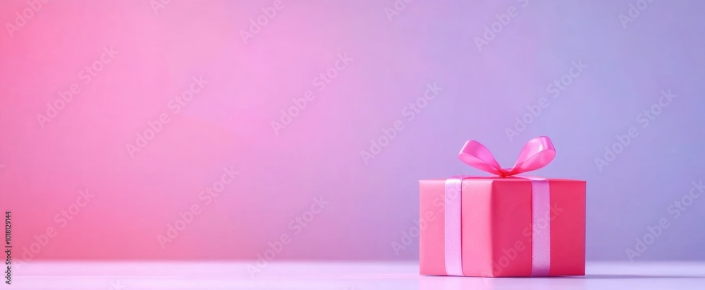 Pink Gift Box with Ribbon on Display Pink Gift Box with Ribbon on Display