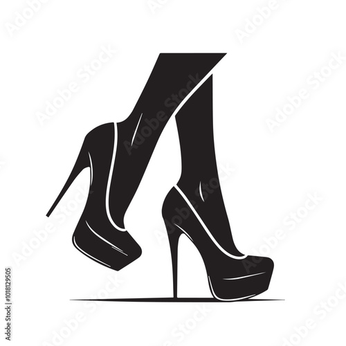 Shoe vector logo. High heel shoe vector silhouette design. women's shoes silhouette vector design. 