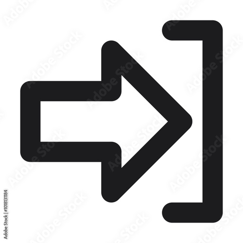 A black and white icon of a right arrow with a line beside it.