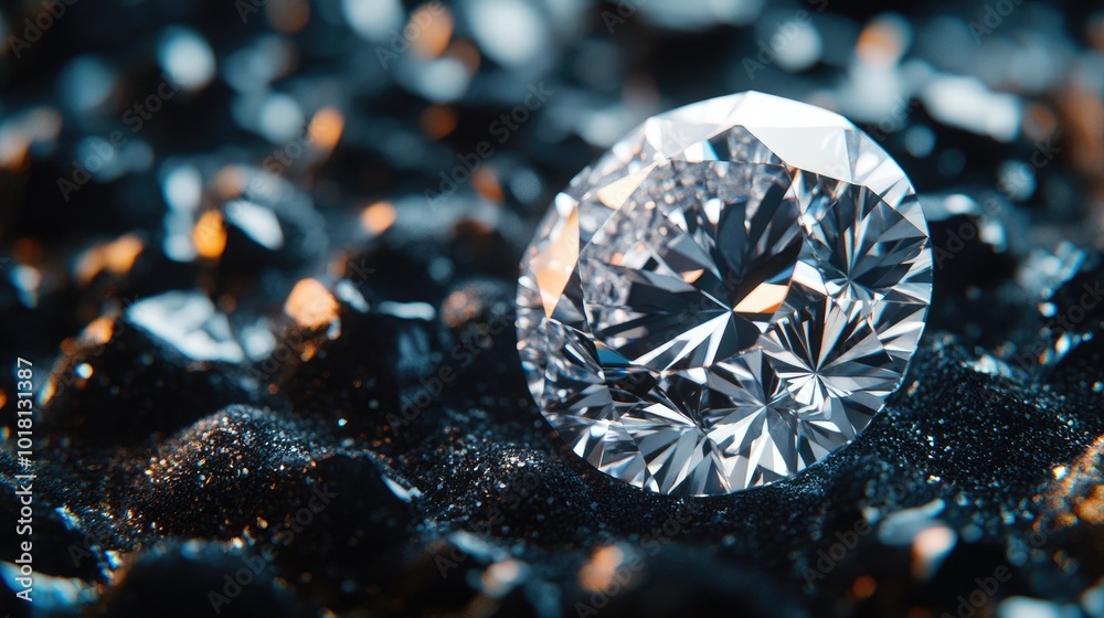Macro image of a diamond on black velvet, emphasizing its sharp edges and flawless surface Macro image of a diamond on black velvet, emphasizing its sharp edges and flawless surface
