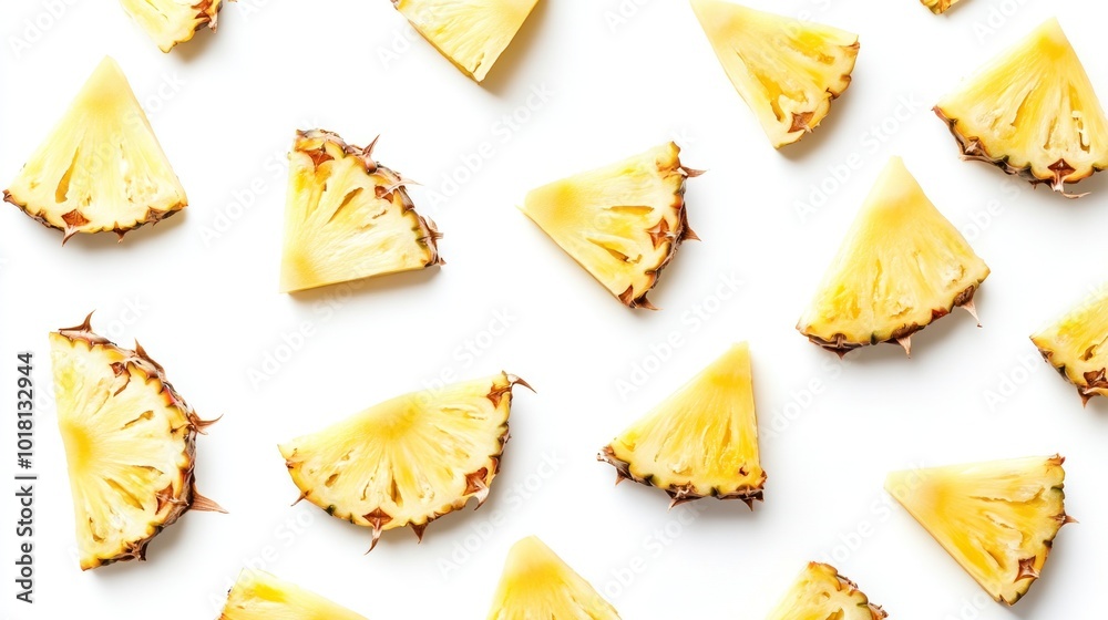 Naklejka premium Sliced Pineapple on White Background