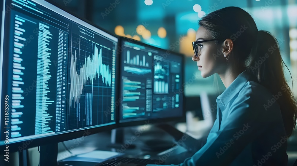 Analyst working with Business, Concept digital transformation technology strategy, Analytics and Data Management System on computer, make a report with KPI and metrics connected to database. Analyst working with Business, Concept digital transformation technology strategy, Analytics and Data Management System on computer, make a report with KPI and metrics connected to database.