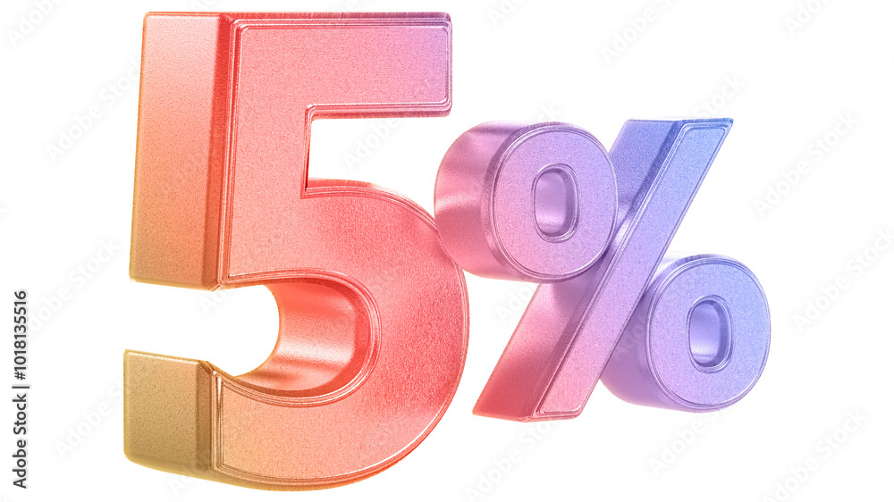 Discount 5 Percent Off Sale Gradient Number 3D Discount 5 Percent Off Sale Gradient Number 3D